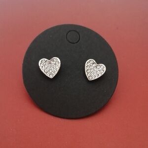 🔹3/$35🔹Minimalist Pavé Clear Rhinestones Heart Stud Earrings Stainless Steel